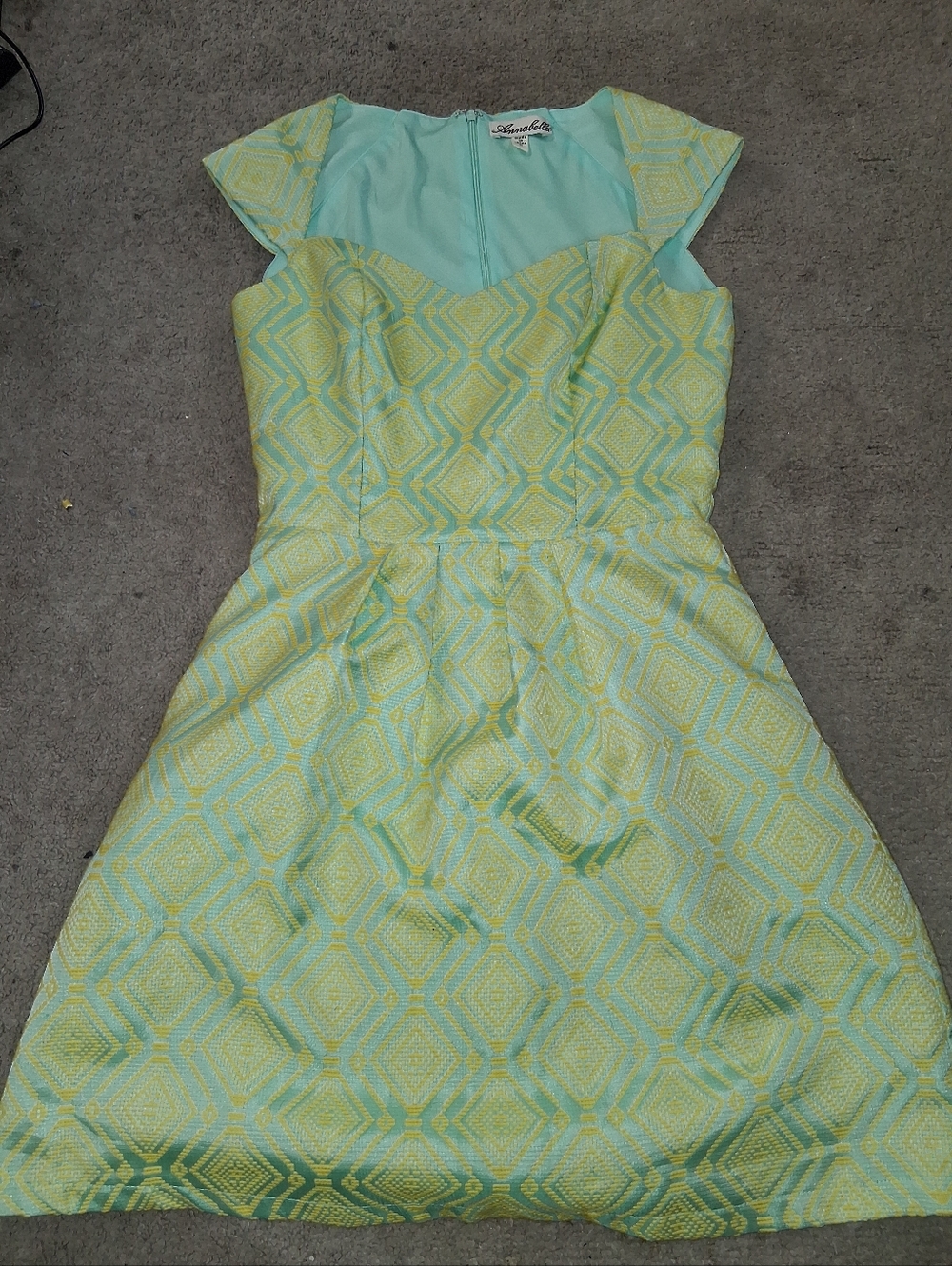 Annabelle Mint and Yellow Geometric Fit & Flare Mini Dress